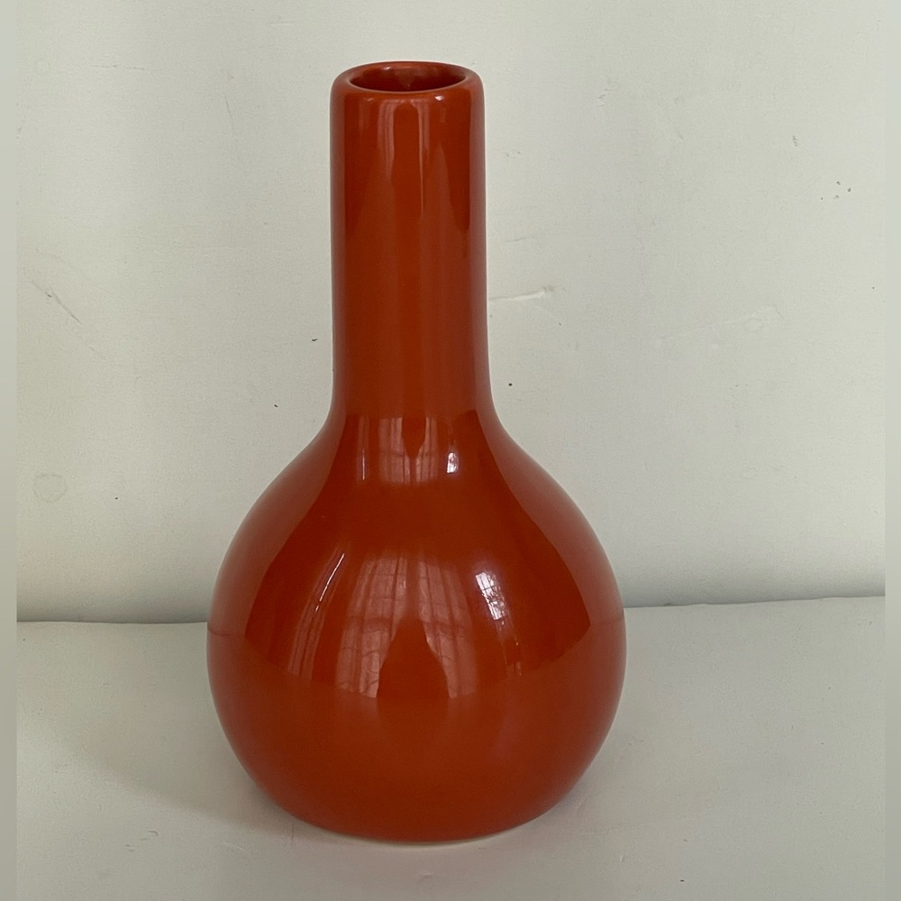 Crate and Barrel Bud Vase Gourd Burnt Orange Artist Signed Made in Portugal